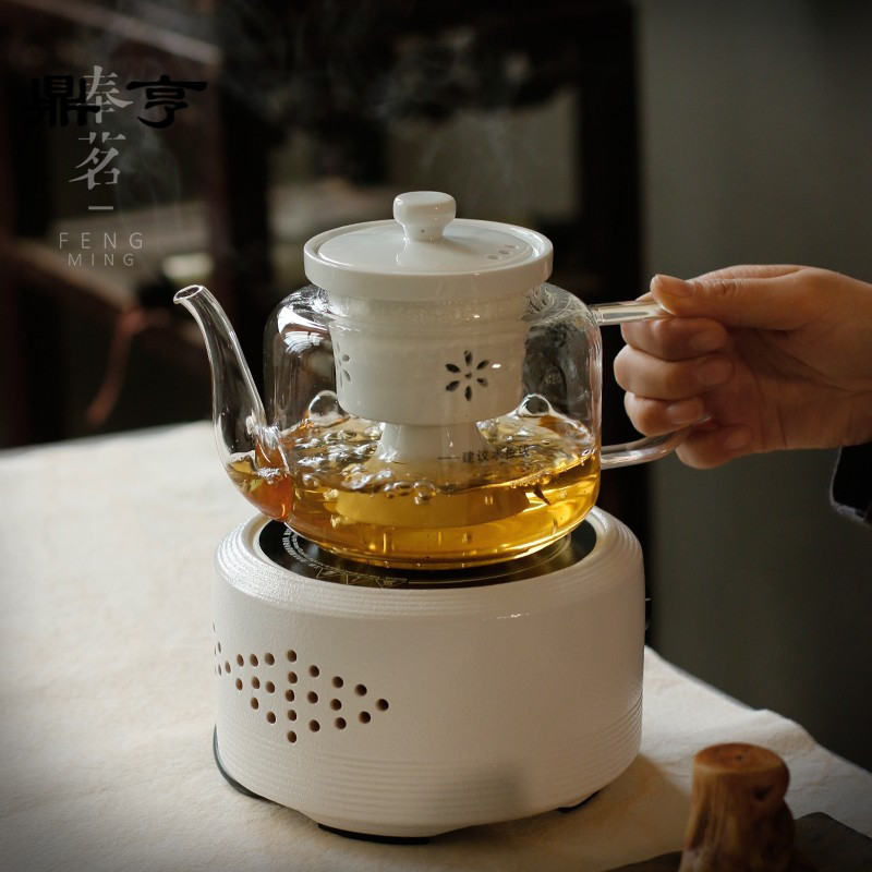 鼎亨侧把陶瓷煮茶器耐热玻璃蒸茶壶电陶炉煮茶壶家用功夫茶具套装