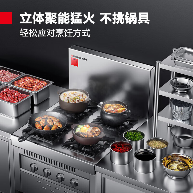 德玛仕 SPTY5/20-A特征YFBZ-4(含安装)商用电磁炉 304材质 煲仔炉四眼多头猛火灶 液化气
