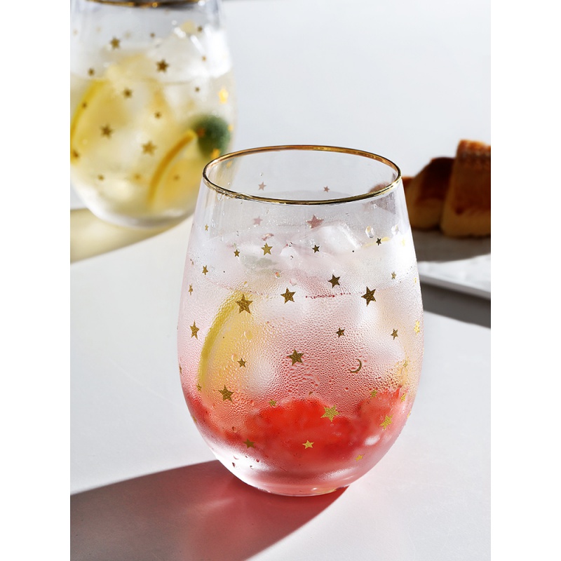 美帮汇简约星星宇宙玻璃杯子风清新森系家用牛奶饮料金边高颜值水杯 宇宙金边杯2个高清大图