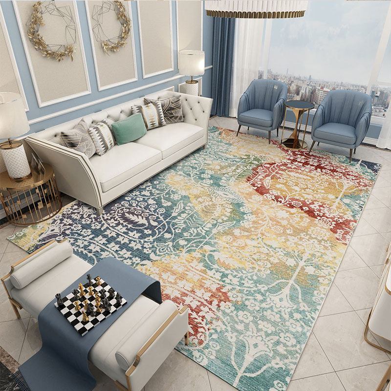 美帮汇北欧风客厅地毯网红欧式沙发床边地毯厅美式地垫可机洗 雪尼尔鎏金岁月06 160×230厘米（德邦包邮）送门垫