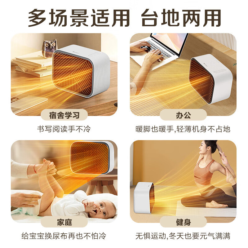 格力(GREE)暖风机家用1380W功率办公室加热桌面暖风机电暖器取暖器台式冷暖两用NFTC-X6013A 触控款高清大图