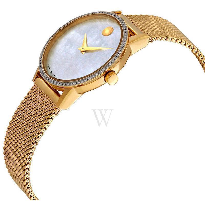 官方正品摩凡陀movado瑞士手表金色钢带石英女表珍珠母贝表盘轻奢名表