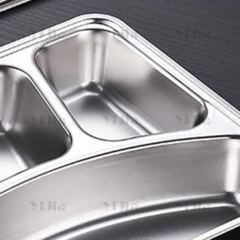 翌嘉YJ40625050 304不锈钢分格餐盘带盖食堂中式饭盘 深长四格高清大图