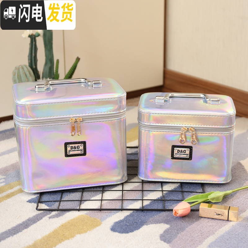 三维工匠韩国化妆包小号简约亮皮便携大容量防水手提旅行收纳洗漱包化妆箱高清大图