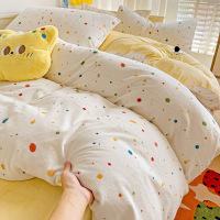冬季加厚牛奶绒四件套牛奶绒珊瑚绒床单被罩双面法兰绒床上三件套_920 2.0m床笠四件套被套2.2*2.4m床笠1.8*2.0m枕 印花款-彩虹星空
