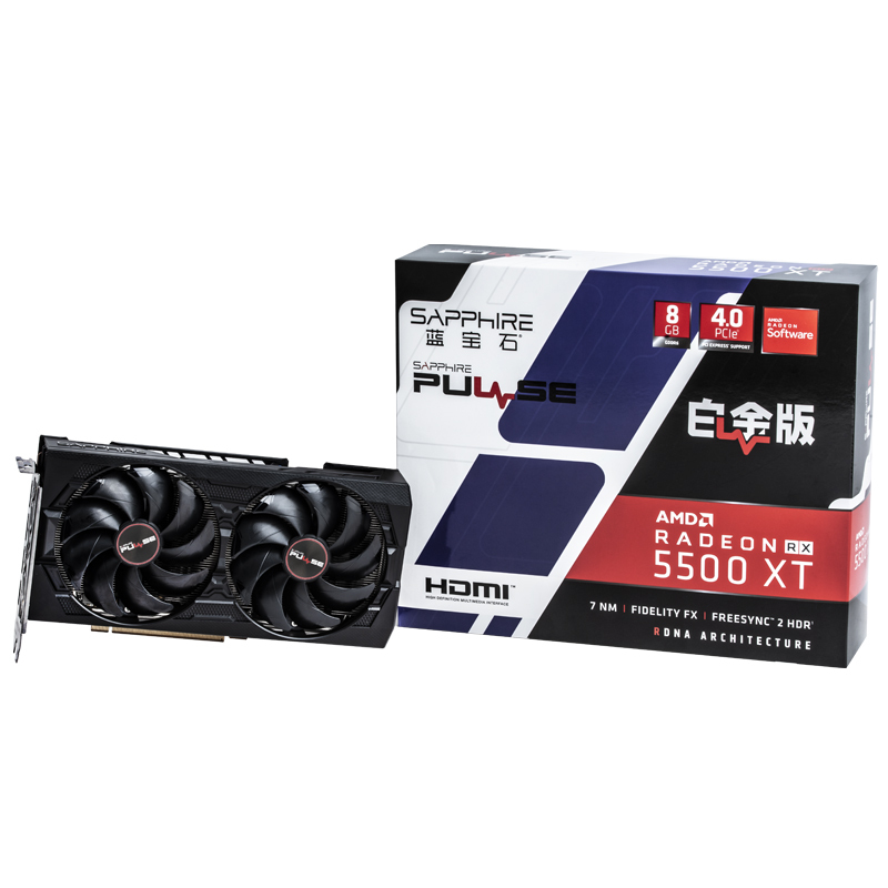 蓝宝石sapphireamdrx5500xt8ggddr6白金版oc游戏显卡