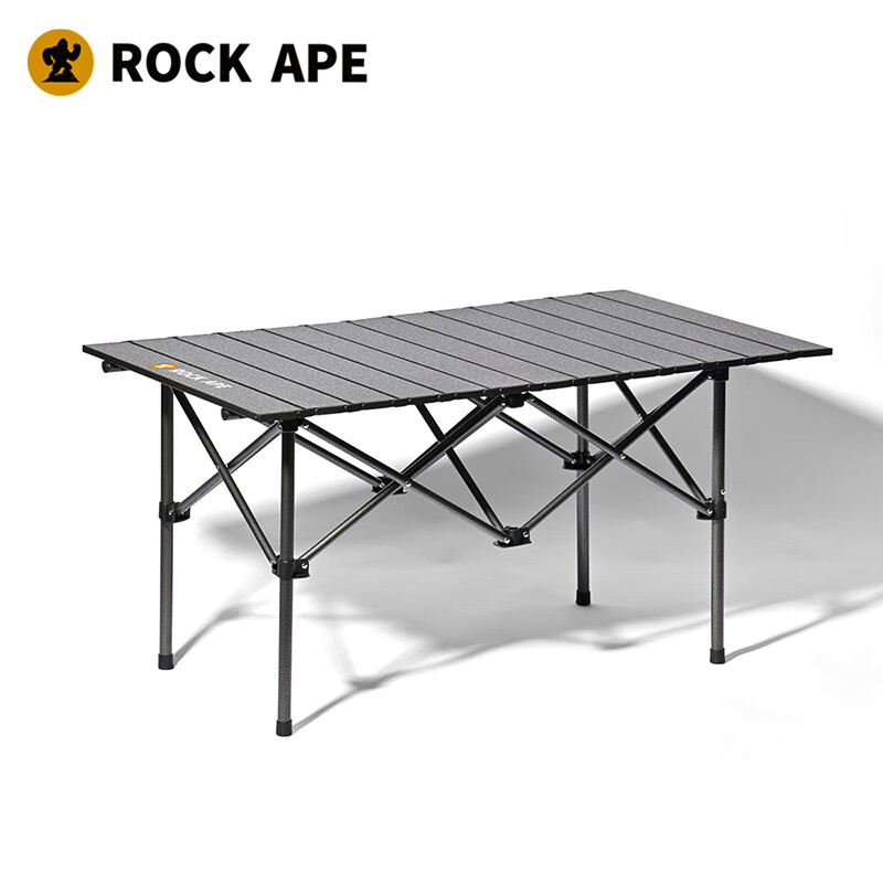 洛克猩球 户外露营便携90碳钢蛋卷桌黑灰色Furniture折叠桌椅RATA012
