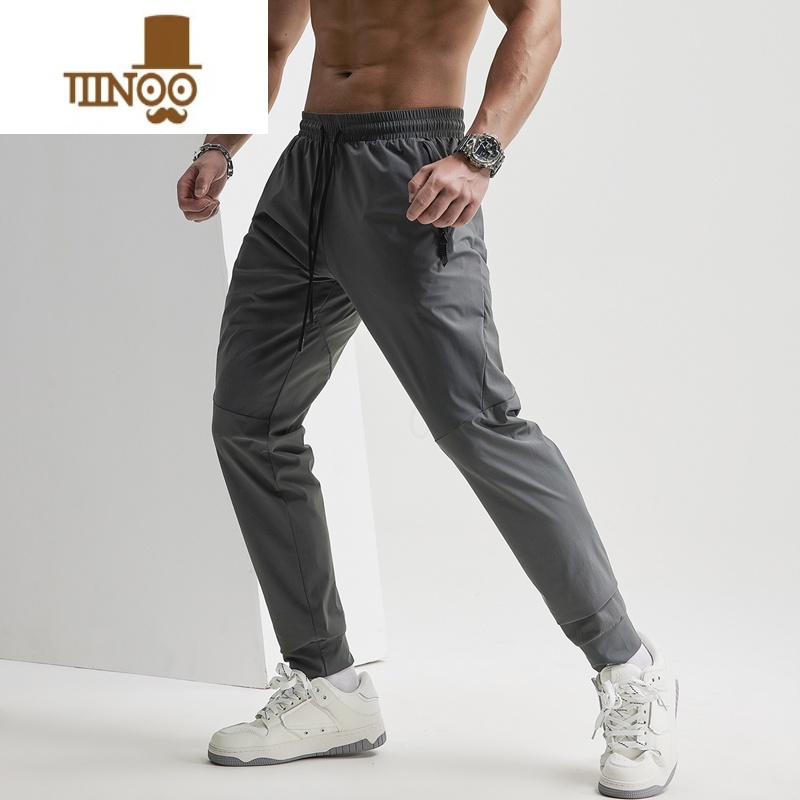 YANXU冰丝速干运动裤子夏天男款跑步九分裤健身长裤宽松休闲裤束脚痞冰高清大图