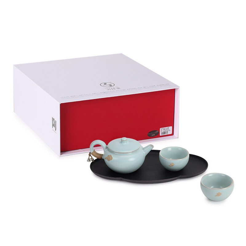 万仟堂(EDENUS) 云起 随手礼茶具粉青釉(一壶两杯一茶盘)