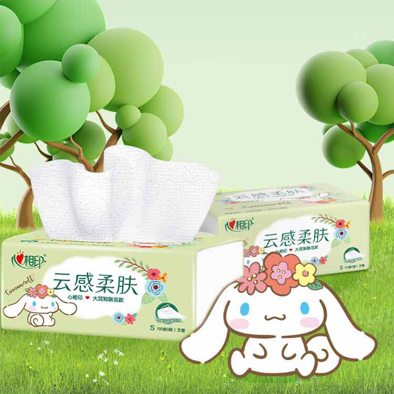 心相印面巾纸100抽*6包云感柔肤IP23款DT17100包-6高清大图