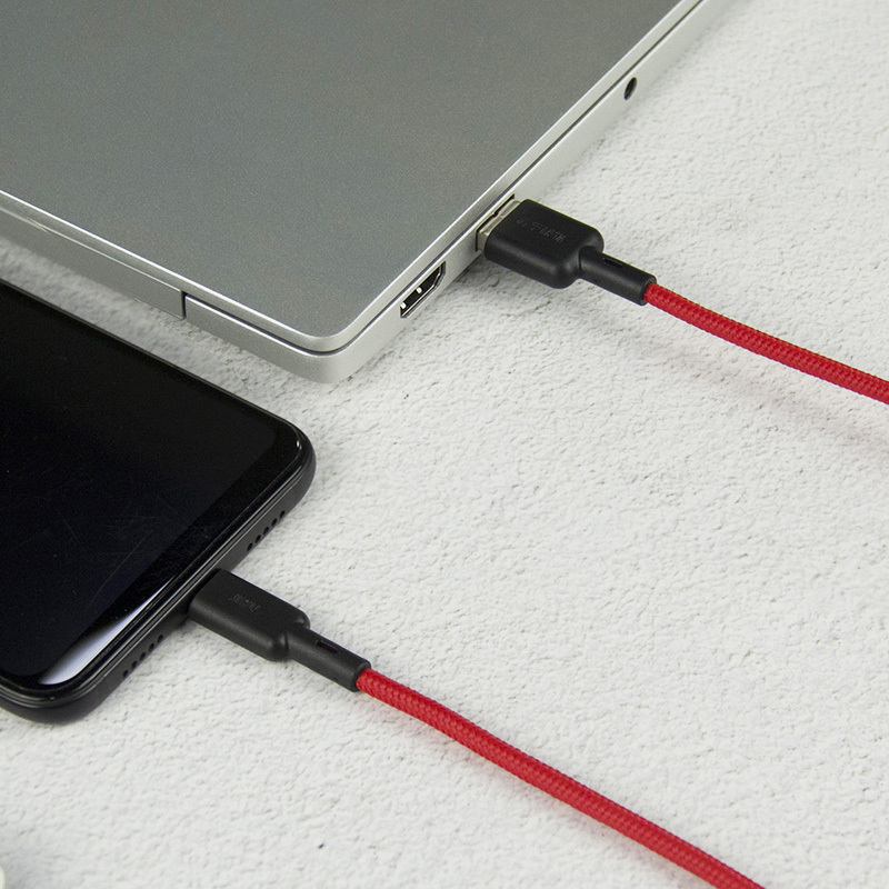 苏宁极物 Android智能Type-C快充编织线数据线1.2m 黑色
