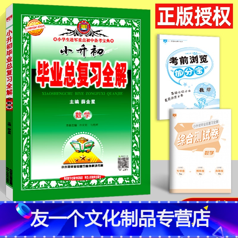 数学 【友一个正版】2022小升初 毕业总复习全解 数学通用版 五六年级升学专项训练工具书 教材全解数学总复习资料 提分