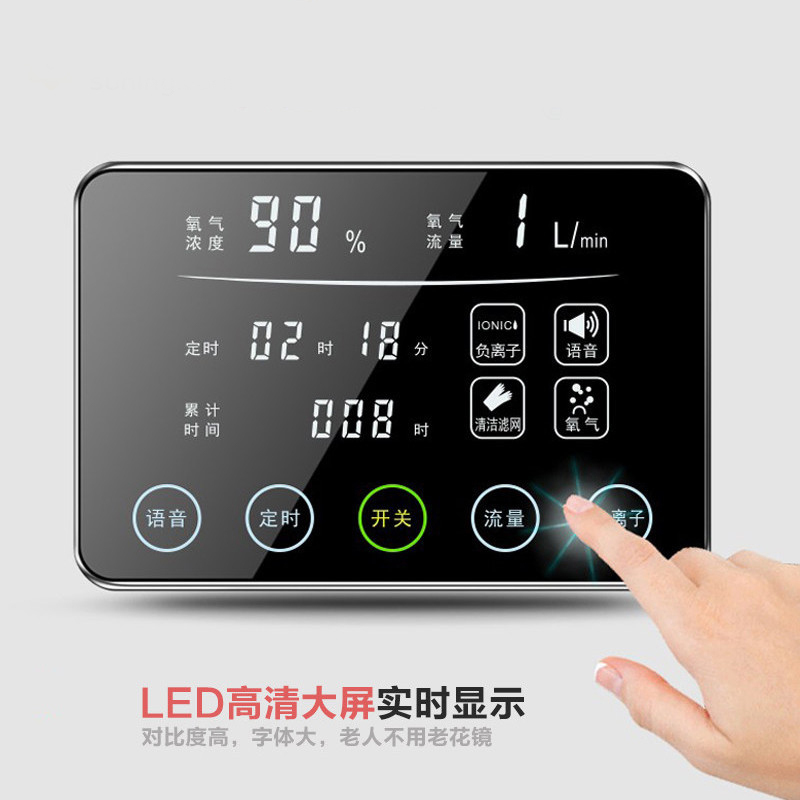 雅美娜(AMONOY)制氧机 ZY-1A家用医用1L氧气机5L流量老人孕妇学生保健便携式吸氧机语音播报氧气机