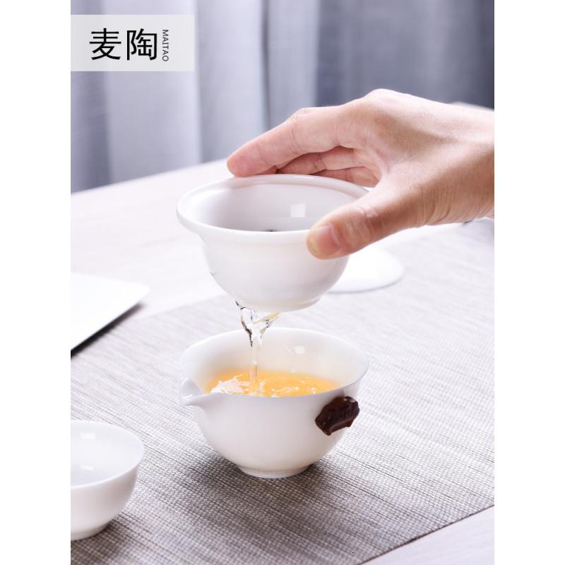 美帮汇德化白瓷快客杯一壶二杯便携功夫旅行茶具套装日式茶杯盖碗飘逸杯高清大图