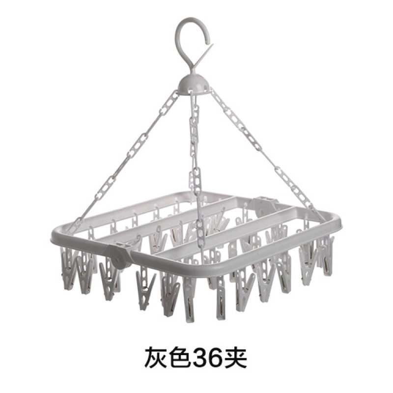 旋转折叠多夹子衣架婴儿夹袜子 简易挂衣架家用袜子晾衣架晒衣架晾晒架 三维工匠 灰色36夹 1个高清大图