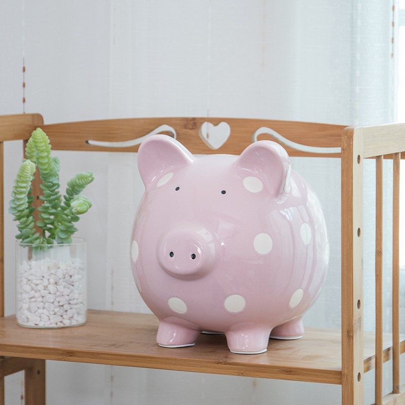 超大号陶瓷猪存钱罐客厅摆件纸币硬币只进不出罐储蓄罐