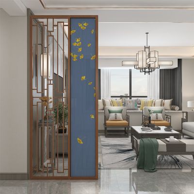 BONJEAN新中式屏风隔断客厅入户玄关遮挡家用格栅装饰酒店实木定制座屏 高220CM*宽200胡桃木整装