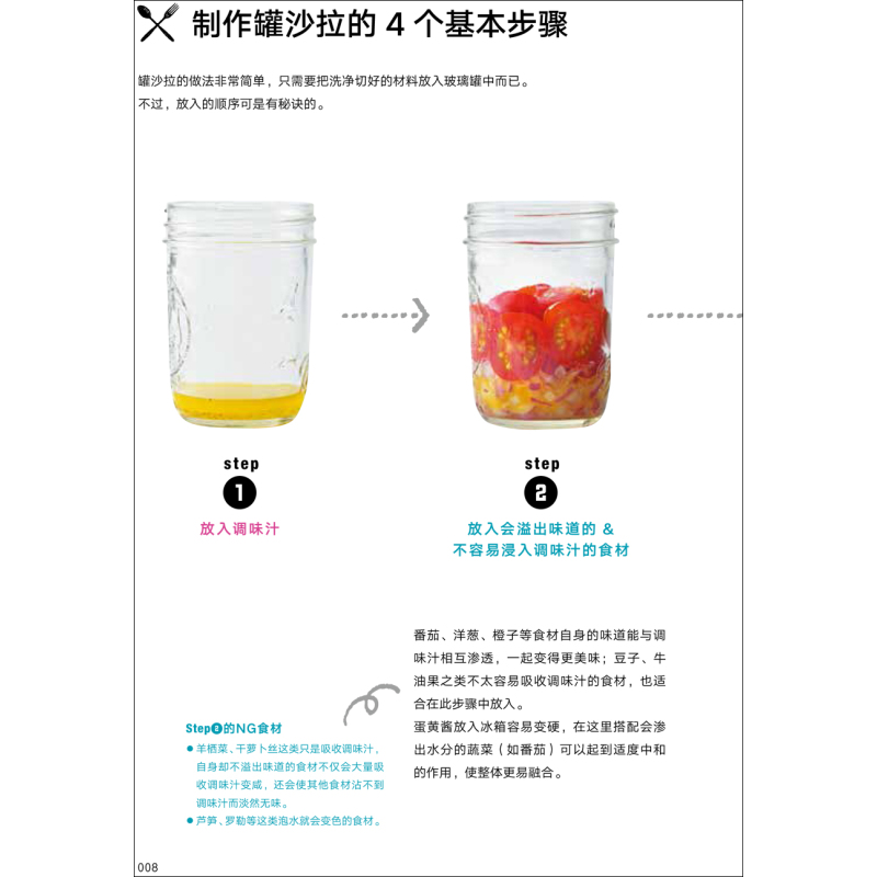 [正版]直营 玻璃罐沙拉 美食烹饪食谱家常菜谱大全 水果蔬菜diyshou身沙拉酱料制作 低热量花式沙拉教程素食书籍