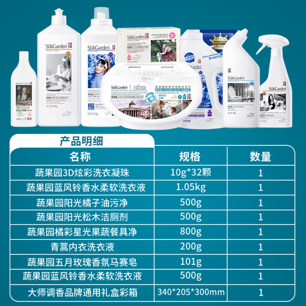 蔬果园大师调香系列高端家清套装礼盒 高端家清礼盒8件套共3.97kg高清大图