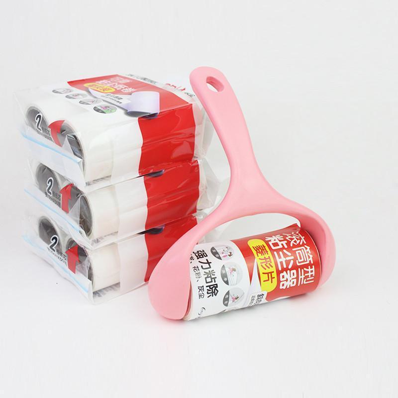 衣服粘毛器衣物去毛器可撕式粘尘纸除尘纸除毛刷器粘毛滚筒刷-升级版绿色+6卷纸