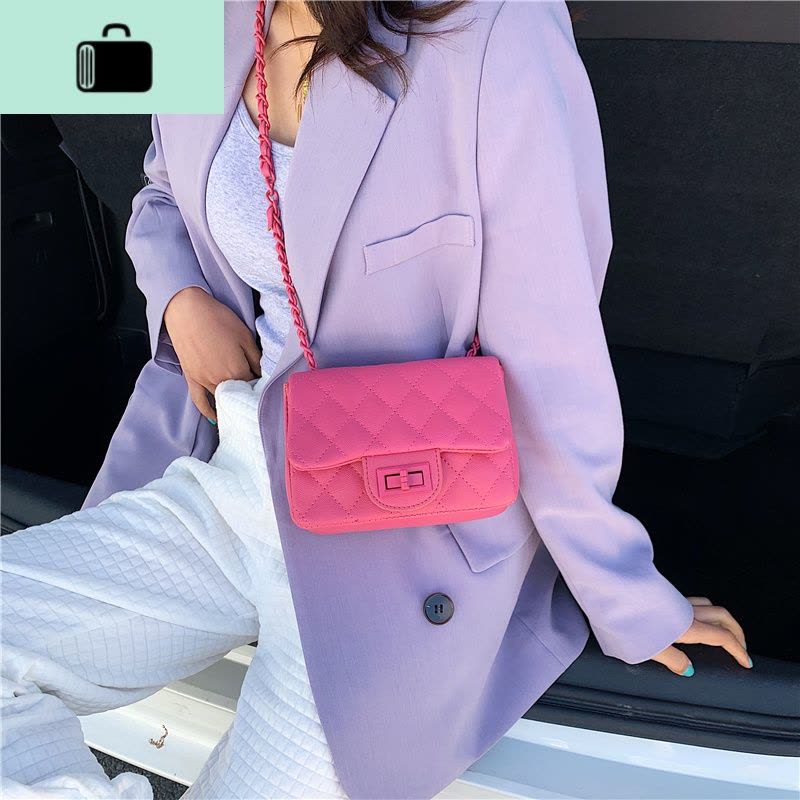 菱格绣线小包包洋气女包2020流行新款潮网红斜挎包时尚链条小方包NEW LAKE女斜挎包图片