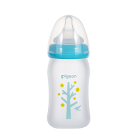 贝亲(pigeon)自然实感宽口径硅橡胶护层彩绘玻璃奶瓶160ml(树)