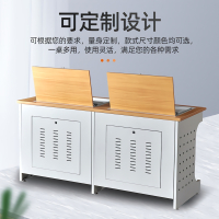 晋舰 翻转桌隐藏式多媒体电教室机房电脑桌嵌入式课桌 030双人位