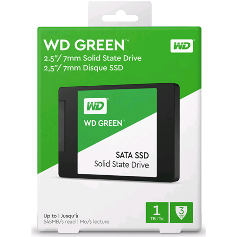 西部数据(WD)1TB SSD固态硬盘 SATA3.0接口 Green系列-SSD日常家用普及版|三年质保
