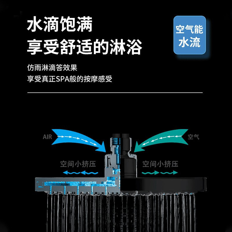 箭牌(ARROW)卫浴官方黑色圆形沐浴智控恒温家用明装浴室增压喷头精铜主体淋浴器花洒套装AE3359SHA