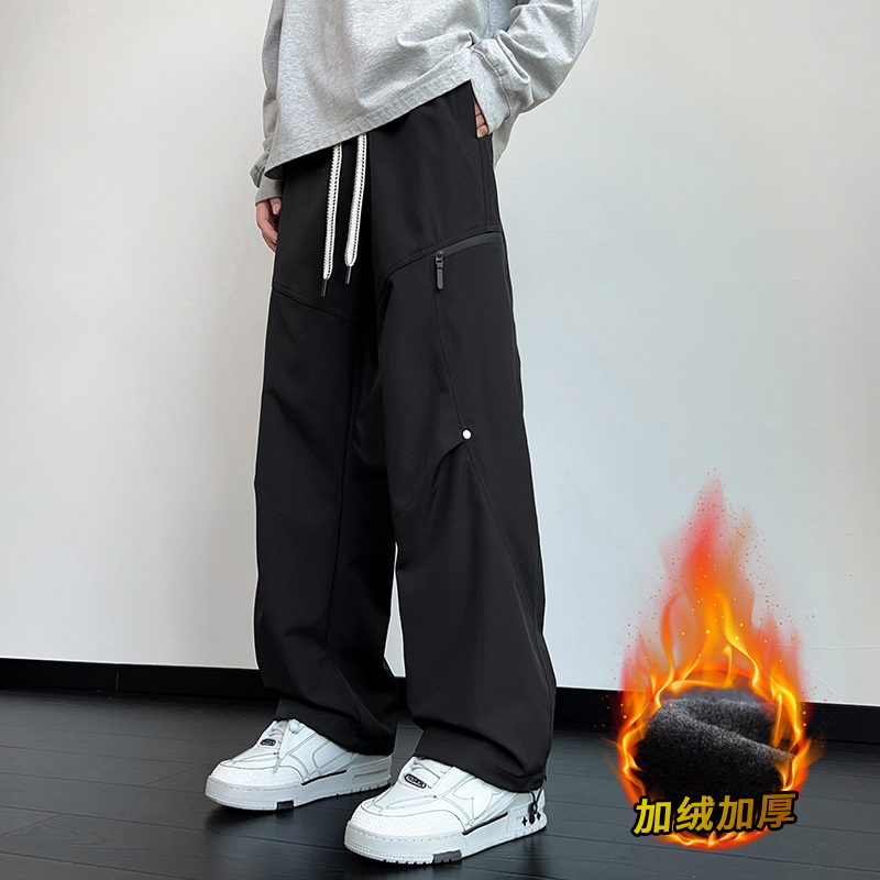 秋冬季美式机能风冲锋裤青少年宽松直筒休闲裤高质感穿搭