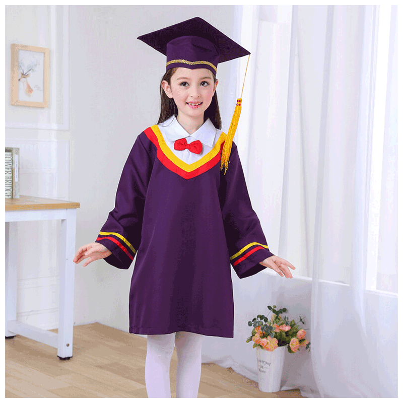 迪鲁奥(DILUAO)儿童演出服装中学生小学生博士服男女毕业礼服幼儿园学士服博士帽