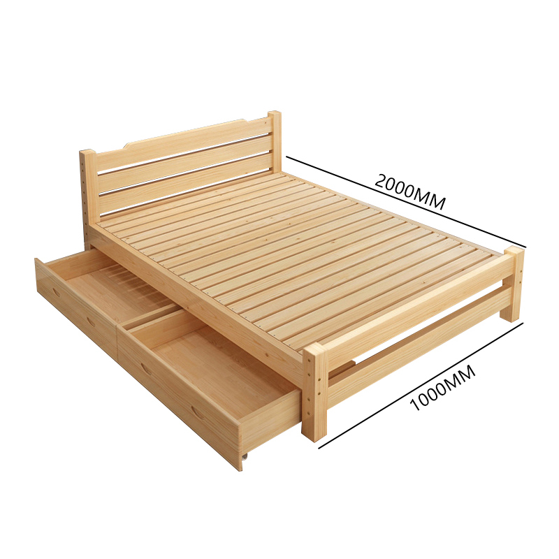 榭邦 住宅家具 108实木1米双抽屉床 2000*1000mm
