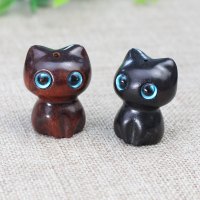 厂家直销可爱猫咪檀木男女国潮风DIY包挂件个性创意汽车钥匙挂饰