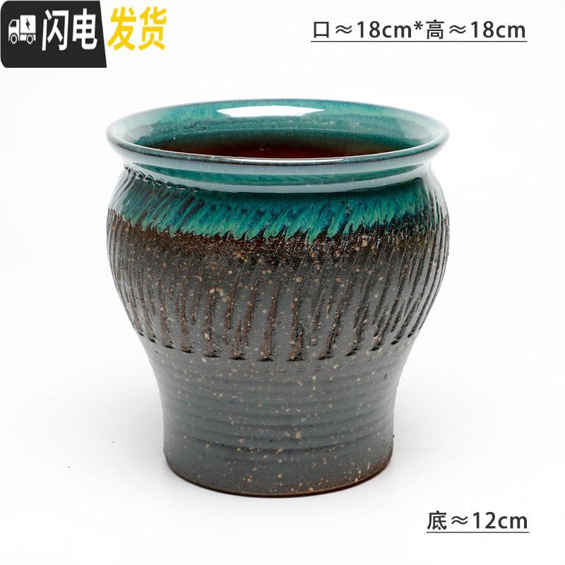 三维工匠花盆粗陶罐多肉花盆大号老桩花盆陶瓷高创意红陶盆栽花盆 C4-156 大花盆容器高清大图