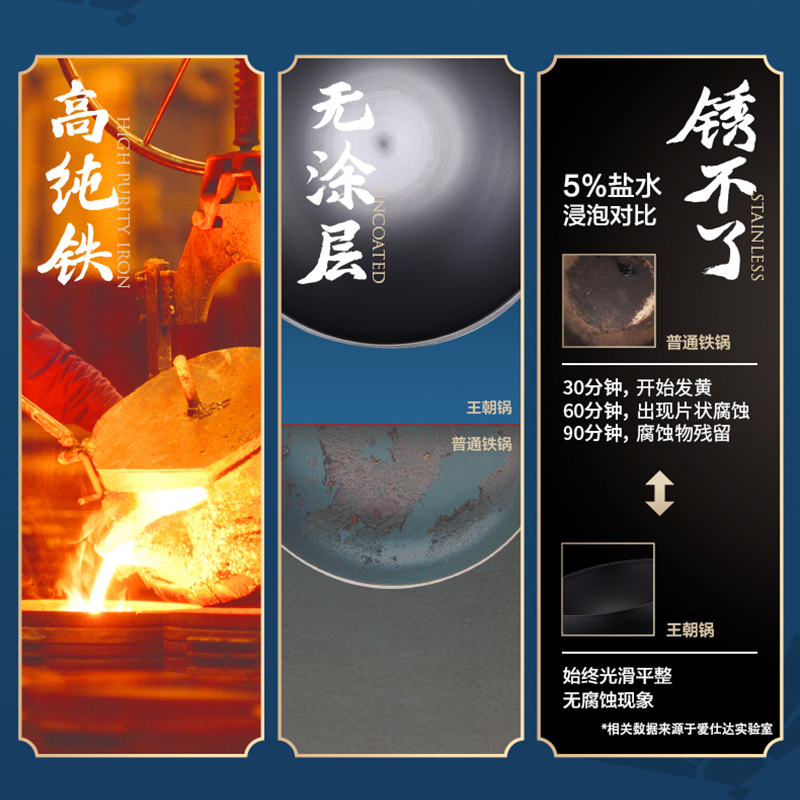 爱仕达 炒锅铁锅32cm 王朝系列锈不了无涂层精铁炒菜锅轻量炒煎锅 明火燃煤气用CF32R1Q