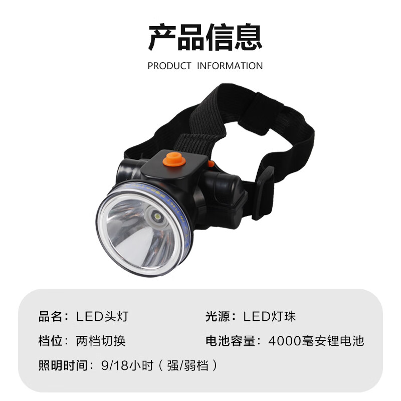 酷博睿(coobery)LED头灯强光远射锂电池可充电 便携防水应急强光灯超亮夜钓野外救援头戴式矿灯高清大图