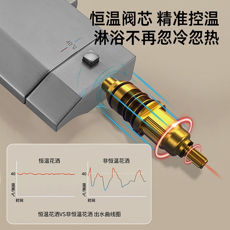 箭牌卫浴(ARROW)卫浴花洒 增压淋浴套装挂墙式不锈钢 精铜主体花洒