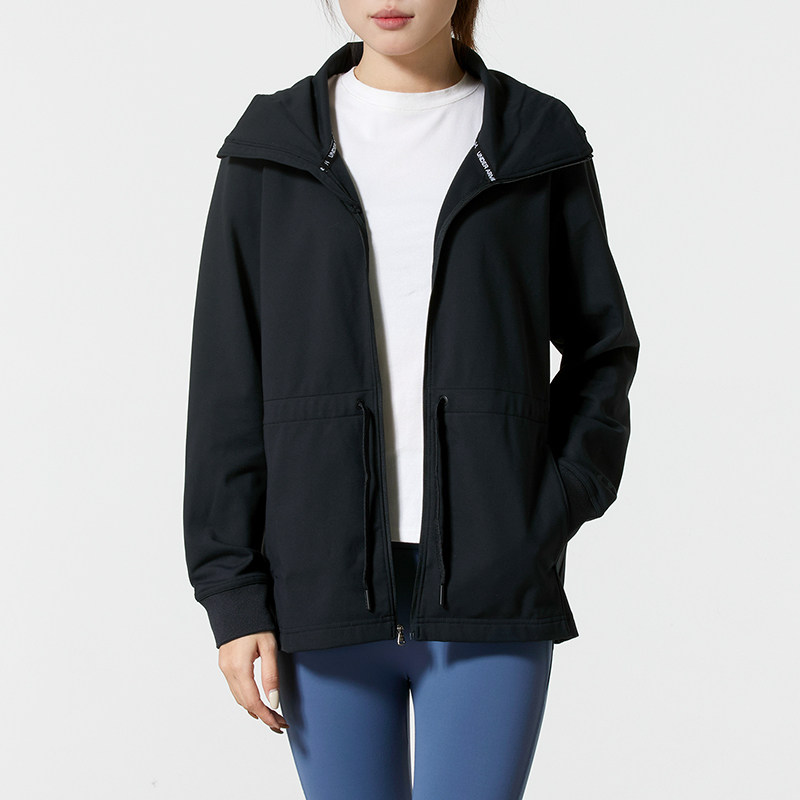 安德玛(under armour)女装新款外套健身瑜伽训练潮流时尚跑步透气运动夹克6007554-539 ZP 6010112-001/黑色 S