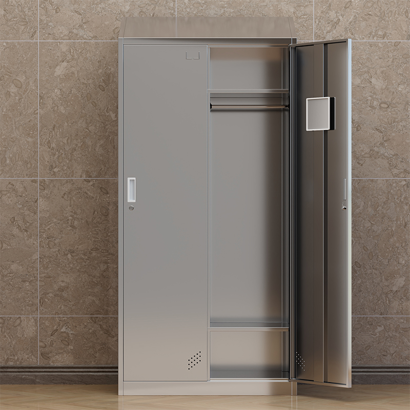 臻远 ZY4111401 201不锈钢斜顶更衣柜二门更衣柜900*420*1800/1950mm高清大图