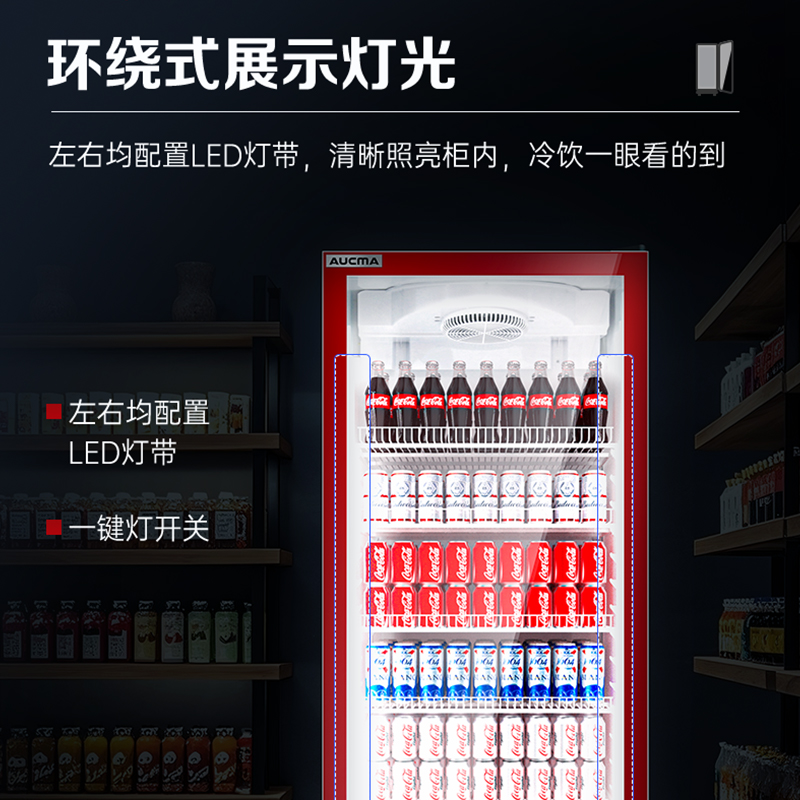 展示柜冷藏保鲜柜饮料柜商用单门立式冰柜冰箱风冷直冷超市便利店陈列柜蔬菜水果啤酒一级能效大容量风冷款高清大图