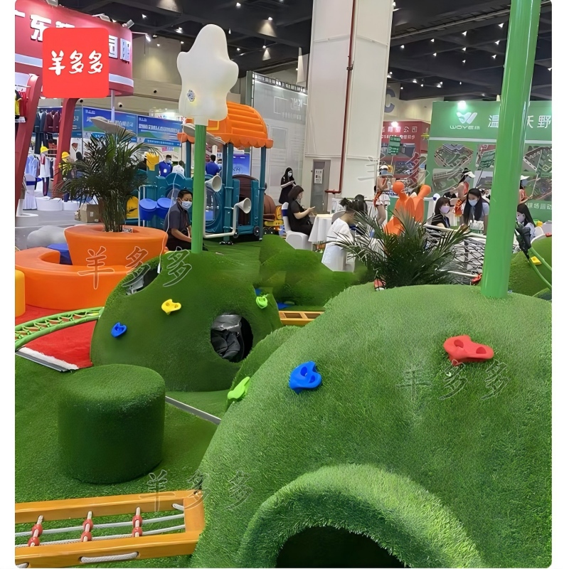 羊多多户外幼儿园仿真山丘攀爬架平衡训练爬坡感统滑滑梯体能玩具组合高清大图