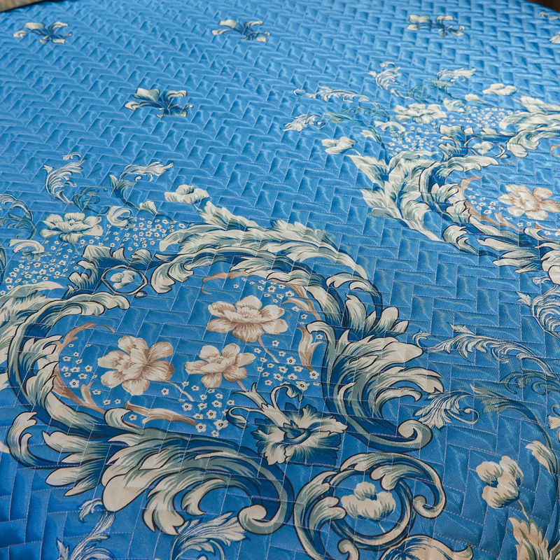 家柏饰(CORATED)冰丝凉席三件套1.8米2空调软席子冰丝夹棉床单折叠夏季床单可机洗高清大图