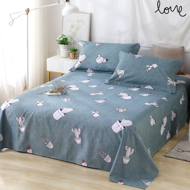 床单女单件双人床被单宿舍1.8m单人1.5米男学生冬加大2*2.3垫单_4 220cmx230cm 仙人掌