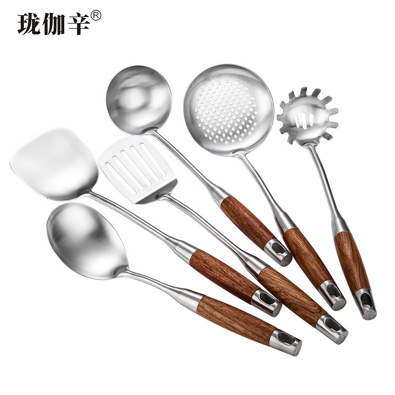 珑伽辛 304不锈钢花梨木厨房烹饪 粉扒/把高清大图