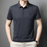夏季男士短袖体恤衫中老年爸爸装上衣POLO男式打底衫宽松T恤衣服 3XL 灰色