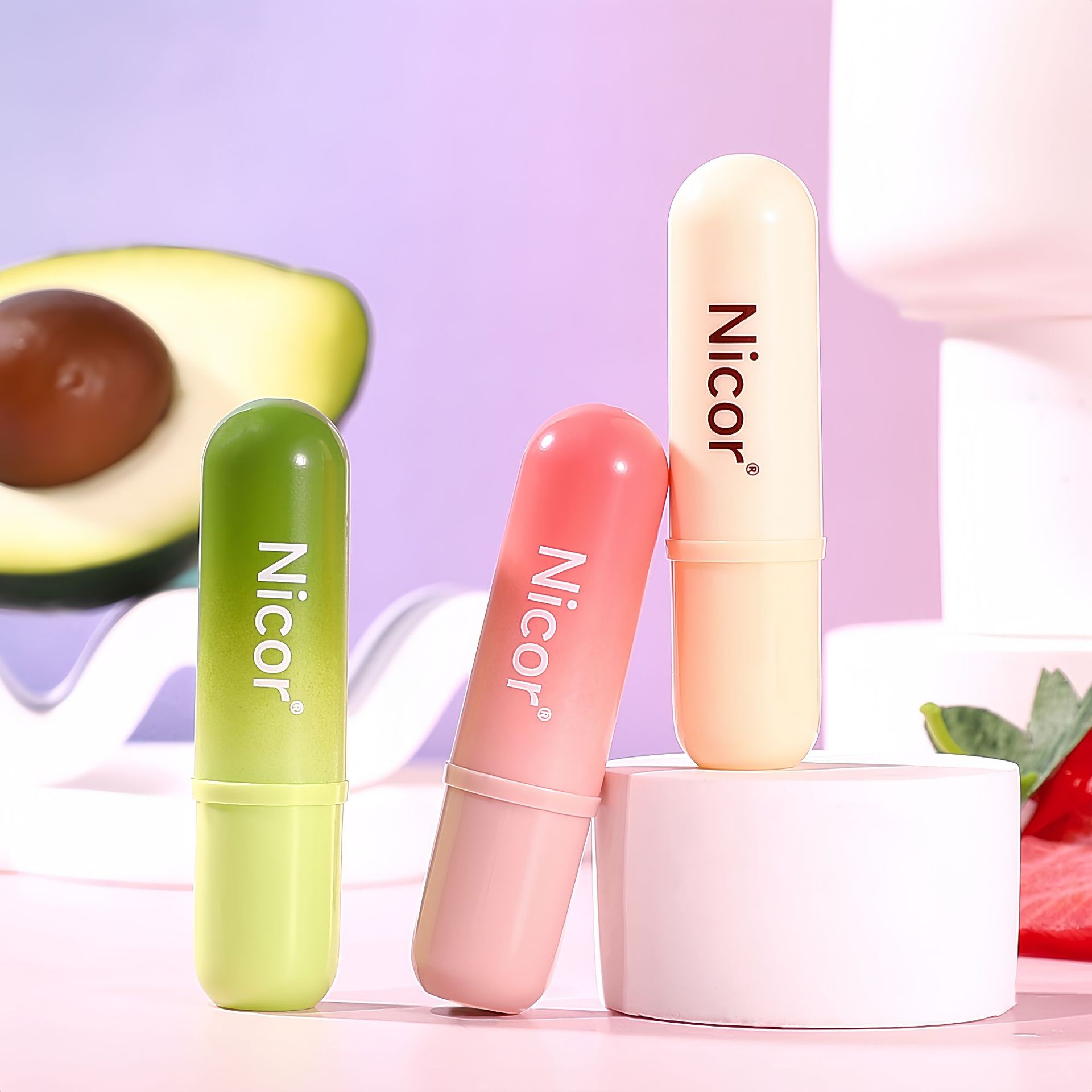 Nicor滋润水果唇膏四季防干裂唇部护理补水保湿唇膏润唇膏·母婴儿童润唇膏高清大图