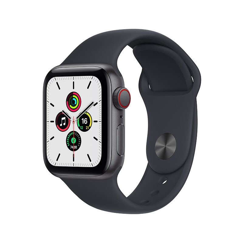 MKR23CH/A Apple Watch SE 40毫米 GPS+蜂窝版 深空灰色铝金属表壳午夜色运动型表带