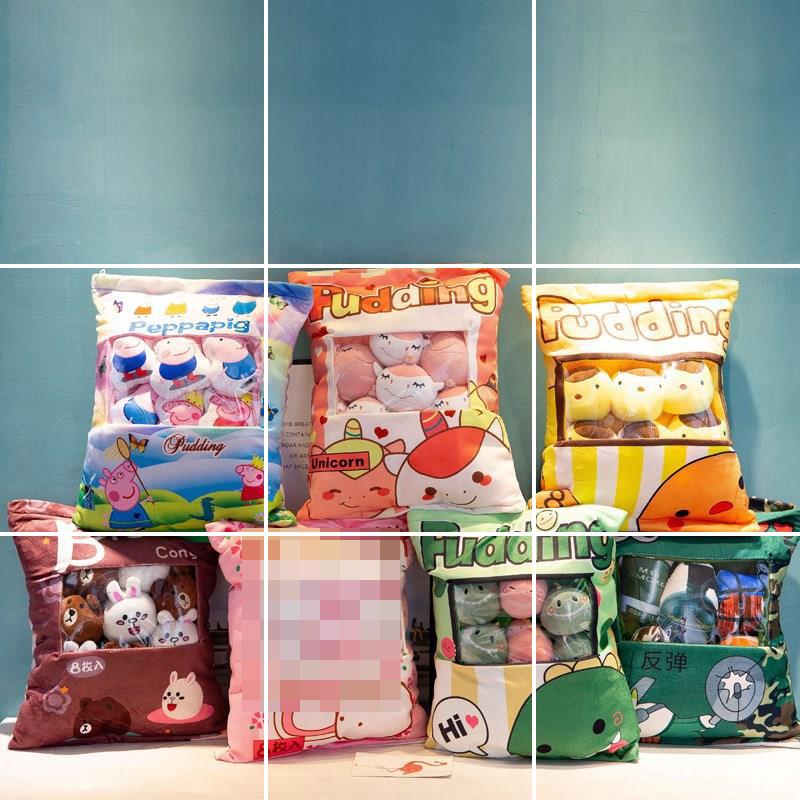 一大袋子ins玩偶内有里面娃娃圣诞抱枕零食公仔网红生日有小 粉色猪头6个公仔 40*50高清大图
