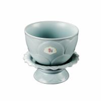 东道汝窑茶具 大莲花盏品杯 天青色 陶瓷 冰裂釉