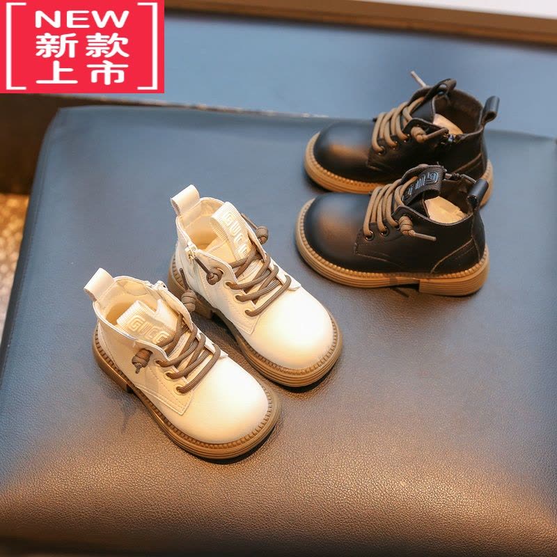 可莉允儿童靴子男童皮靴2022秋冬季加绒小童鞋子马丁靴软底洋气女童短靴图片